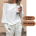Fashion Long Sleeves Women Crewneck Lightweight Knitted Loose Ribbed Hem Spring Fall Fit Pullover Polyester Sweater for Ladies