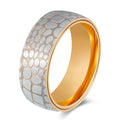 POYA Jewelry's Classic 8mm Stainless Steel Ring Gold/Rose Gold Etched Superconductor for Wedding Engagement and Anniversary
