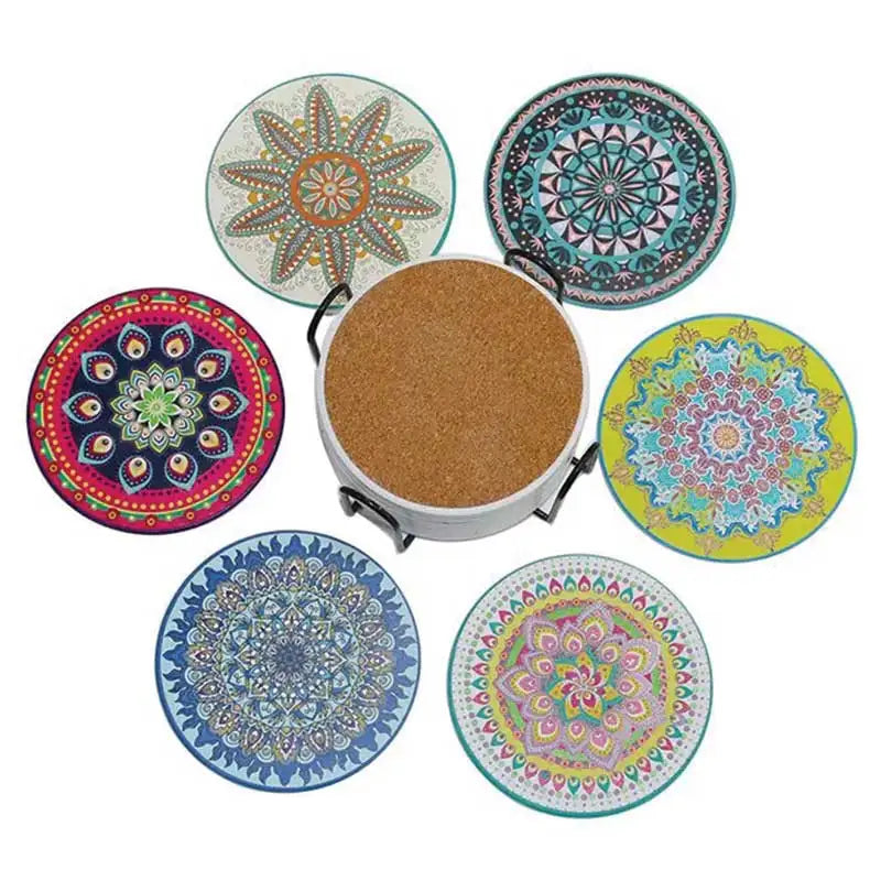 Turkish Customized Printable Spain Cup Round White  Wholesale Spanish Tile Custom Ceramic Coaster