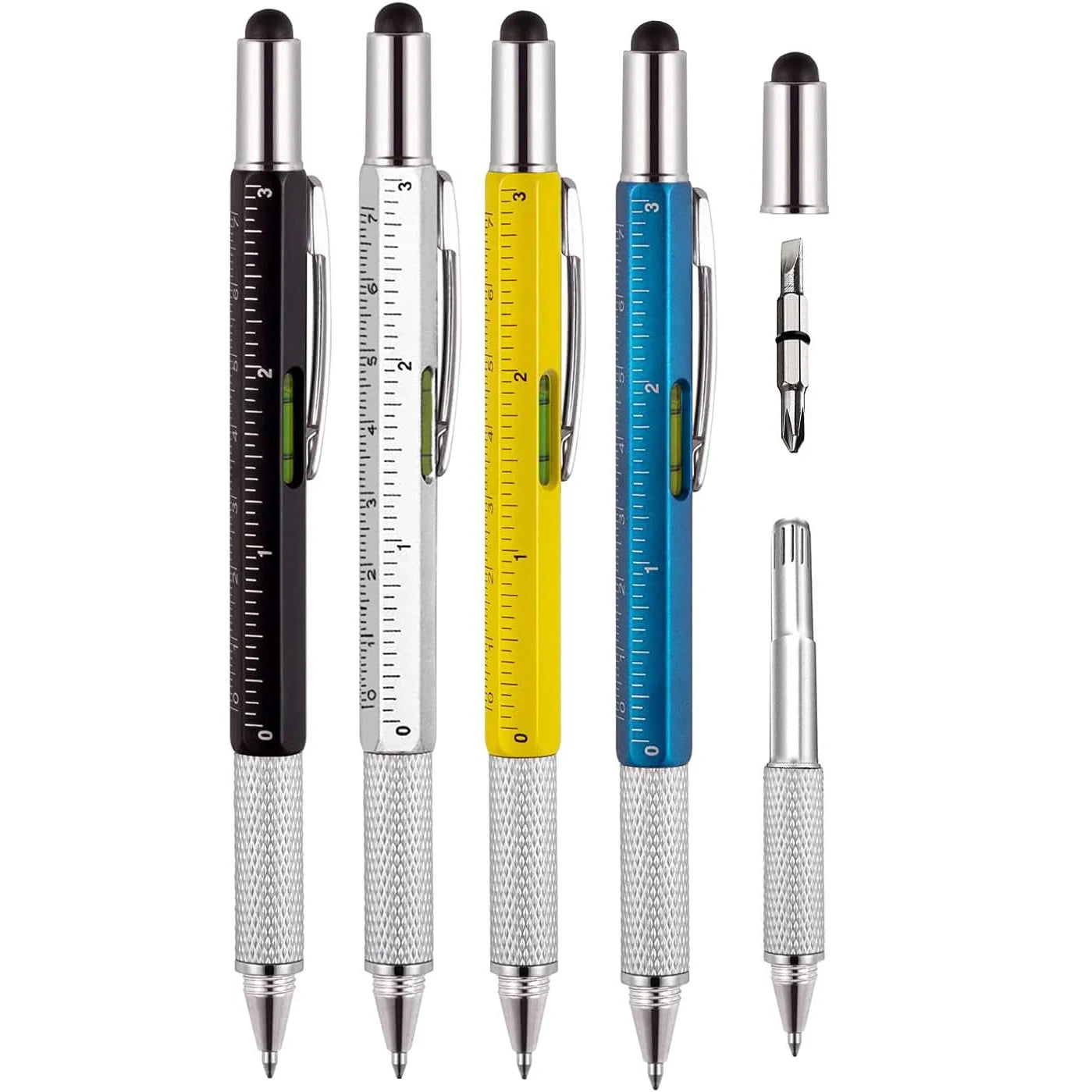6 in 1 Cool Gadget with Ruler Level Screwdriver Stylus Ballpoint Pen