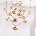 Tarnish Free Fashion Eye Charm 18K Gold Plated Stainless Steel Wholesale Jewelry Set Bracelet Earrings Pendant Necklace