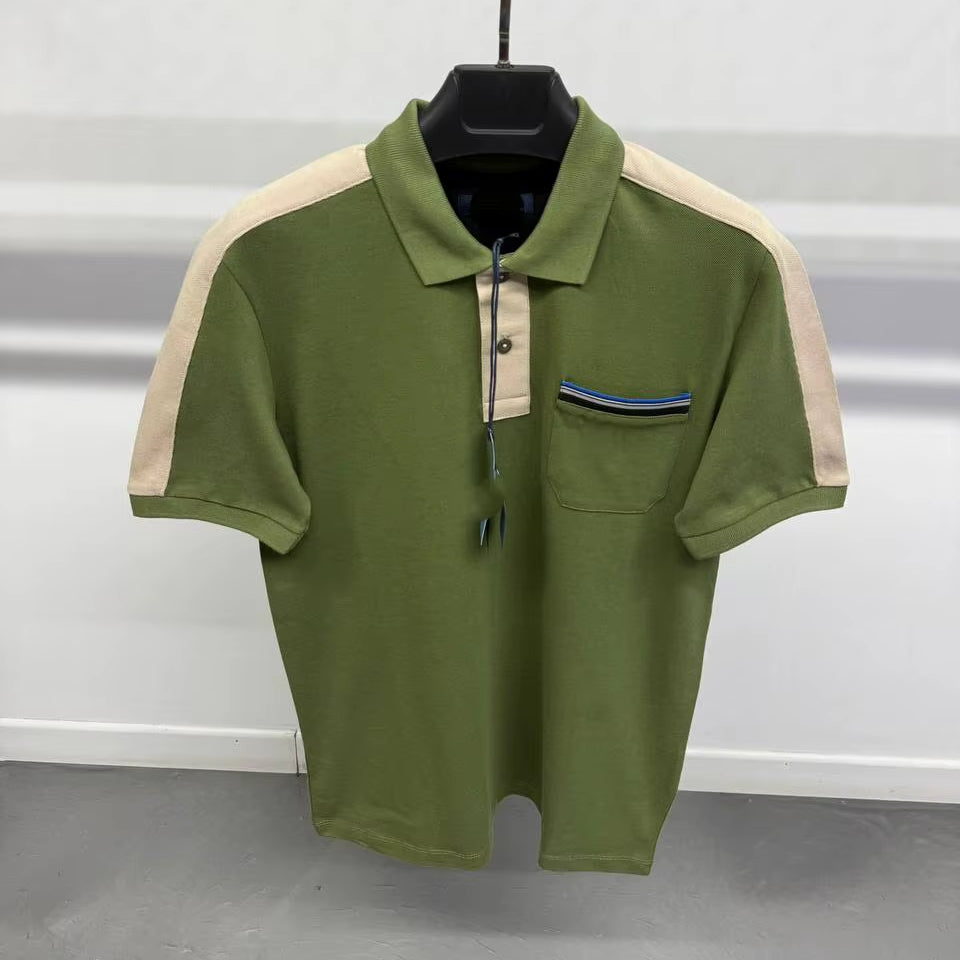Plain Men's Cotton Woven T-Shirt Short Sleeve V-neck Casual Breathable Eco-Friendly Anti-UV OEM ODM Custom Logo Front