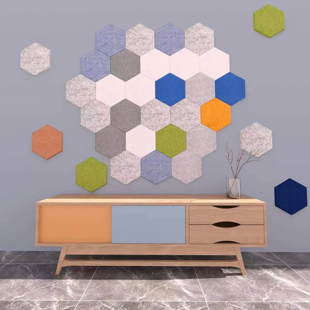 Creative Decor 9MM Pro-environment Acoustic Felt 100% Polyester Panel Soundproofing Materials PET Hexagon Acoustic Panels