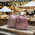 Custom Logo Printing Pink Satin Hair Bundle Wig Underwear Packing Bag Luxury Silk Gift Pouch for Hair