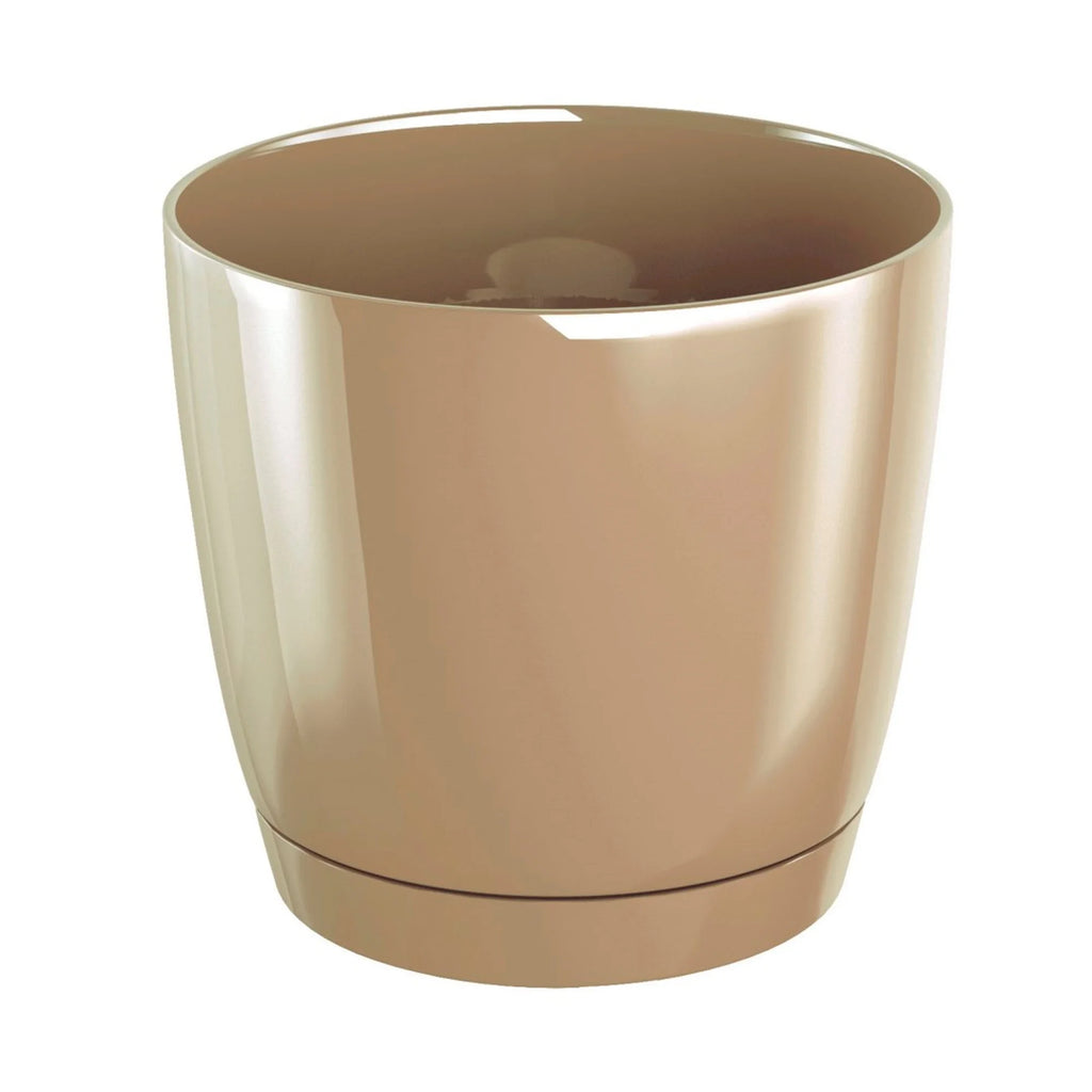Coubi Round P round plastic flower pot in milky coffee color 12 (length) x 12 (width) x 11 (height) cm