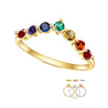 OL1024R Abiding Factory Price 9 K Solid Gold 2.5MM Nano Color Gemstone V Shape Stackable Band Ring for Wedding Daily