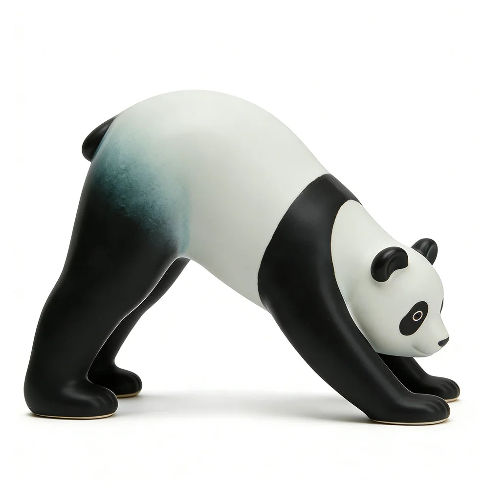 Playful Yoga Panda Resin Figurine Decor Stylish Black-White Panda Sculpture Modern Minimalist Tabletop Accent