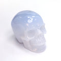 Hand Carved Natural Blue Chalcedony Crystal Skull Carving Statue Healing Stone Gemstone Crafts for Home Decoration Gifts