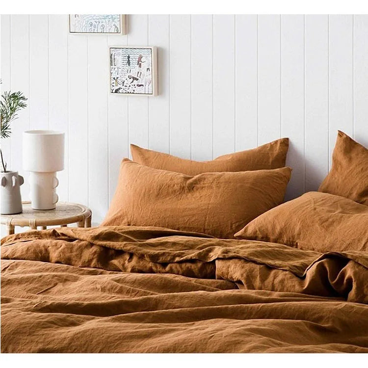 Accept Custom Soft Cooling 100% Flax Linen Luxury Duvet Cover Set Bedding Set
