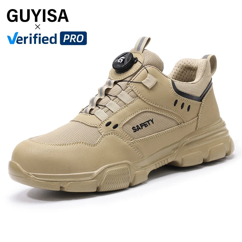 GUYISA New Style Work Boots Anti-Puncture Safety Shoes with Steel Insole Functional Microfiber Upper Material for Hiking MegaBDM