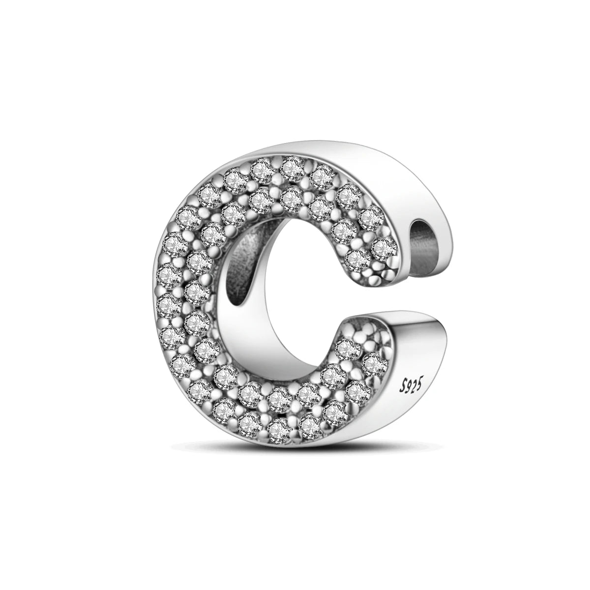 MULA Silver Pave Letter Series-Letter C Charms Beads Fit Pan Bracelet With Zircon Classic Jewelry for Children Weddings Party