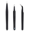 High Precision Stainless Steel Lash Tweezers Set for Classic & Mega Volume Eyelash Extensions