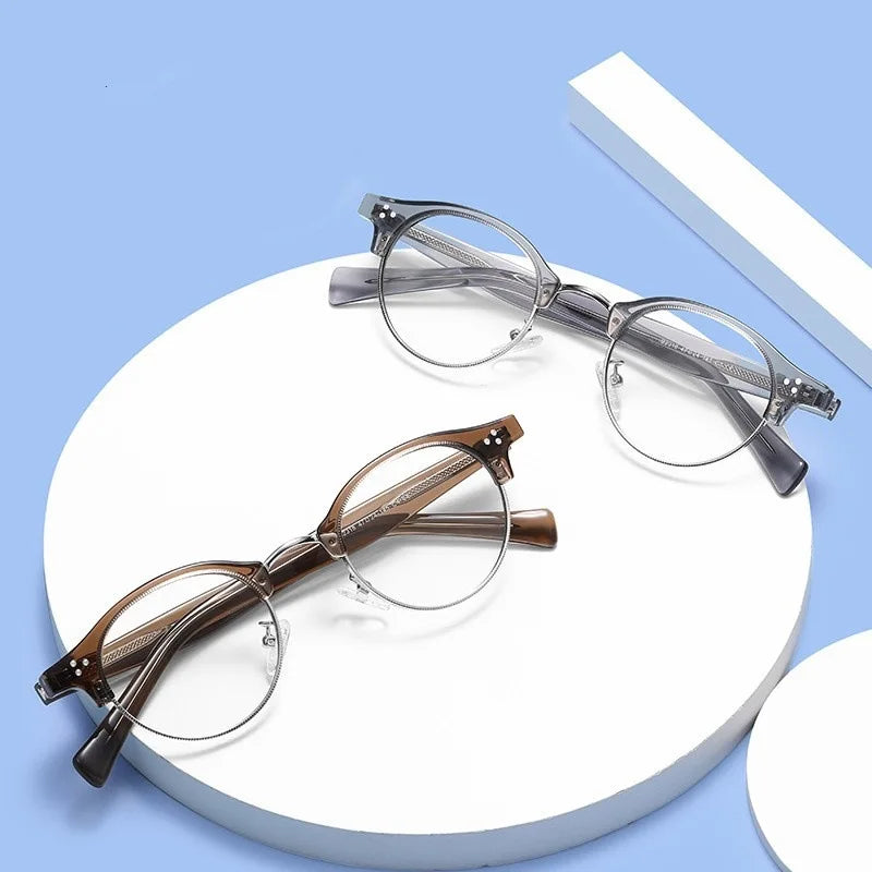 TR90 Blue Light Blocking Glasses Frame Unisex Computer Eyeglasses Round Retro Black Women Optical Glasses