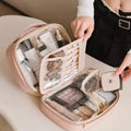 New Large Capacity Portable Travel Makeup Organizer Bag Waterproof Exquisite Cosmetic Bag Zipper Closure PU Material Dot