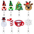 Santa Claus Christmas Tree Snowman Elk Felt Stretchable Id Badge Holder Accessories Name Retractable Nurse Badge Reel
