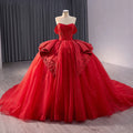 Jancember 241047 Princess Sequins Appliqued Flower Red Ball Gown Evening Party Dresses