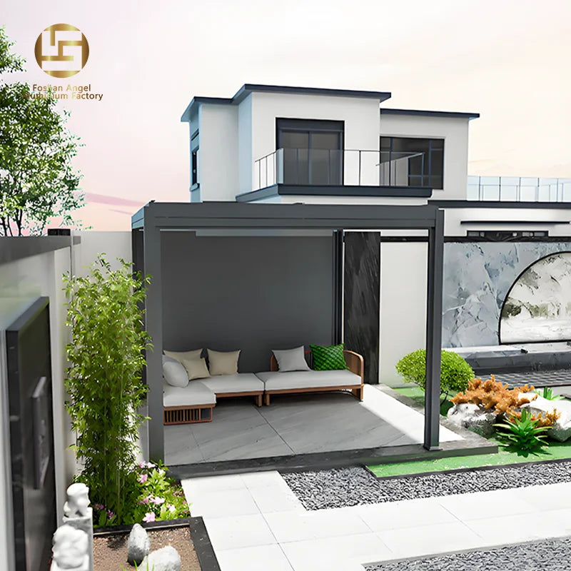Motorized Louvre Sliding Retractable Aluminum Pergola with Eco-Friendly Waterproof Design for Balcony Outdoor Use
