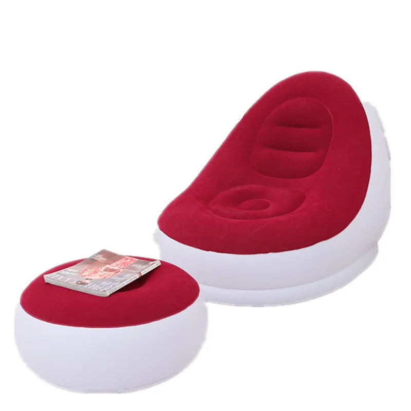 Inflatable Lounge Chair with Footrest for Living Room Bedroom or Outdoor Use Stylish Comfortable Lightweight Foldable Design