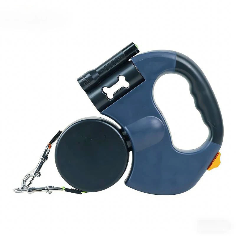 Flashlight Dog Leash One to Two Small Dog Teddy Bomei Double Headed Automatic Retractable Traction Rope Dog Leash with Light