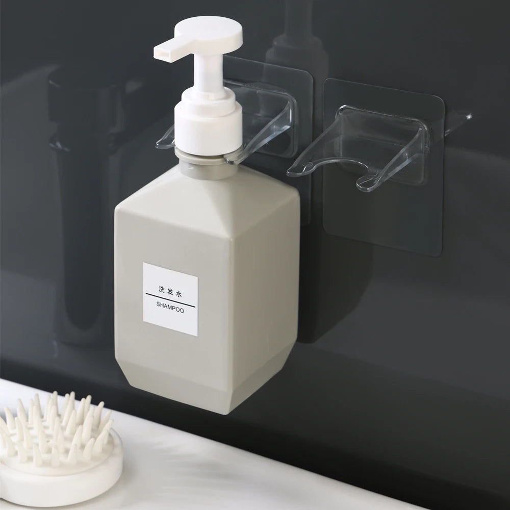 Wall Mounted 600ml Plastic Storage Rack Kitchen Bathroom Mini Shampoo Sanitizer Holder Double Tiers Perforation-Free Tool