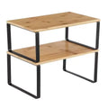 2-Piece Stackable & Expandable Bamboo Modular Kitchen Storage Rack Double-Tier Cabinet Organizer Table Set for Spices