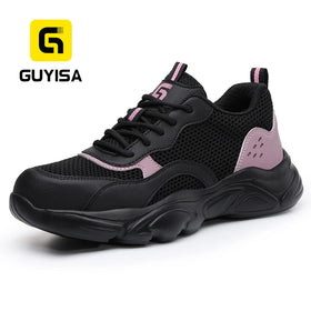 GUYISA Lightweight Summer Work Safety Shoes Durable Anti-smash and Puncture-proof for All-day Comfort