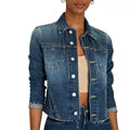 Wholesale Women Denim Jacket Casual Short Basic Design With Four Color Choices Lightweight Long Sleeve Outerwear