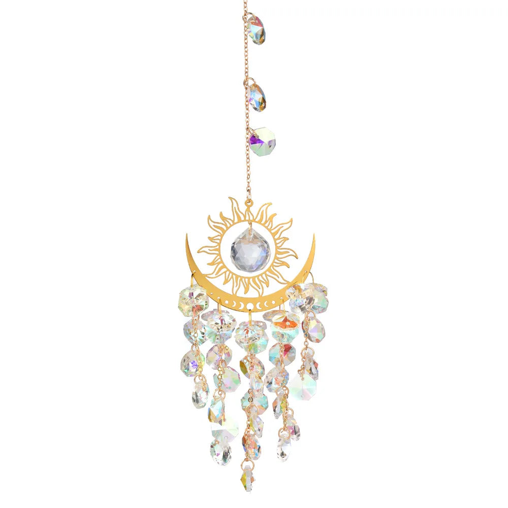 Personalised Healing Handmade Gemstone Crystal Sun Catcher Moon Pendants with Feng Shui for Spiritual Healing Meditation