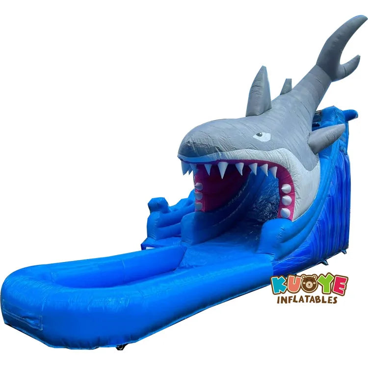 Blow Up Shark Water Slide Commercial Giant Inflatable Waterslide With Pool For Playground