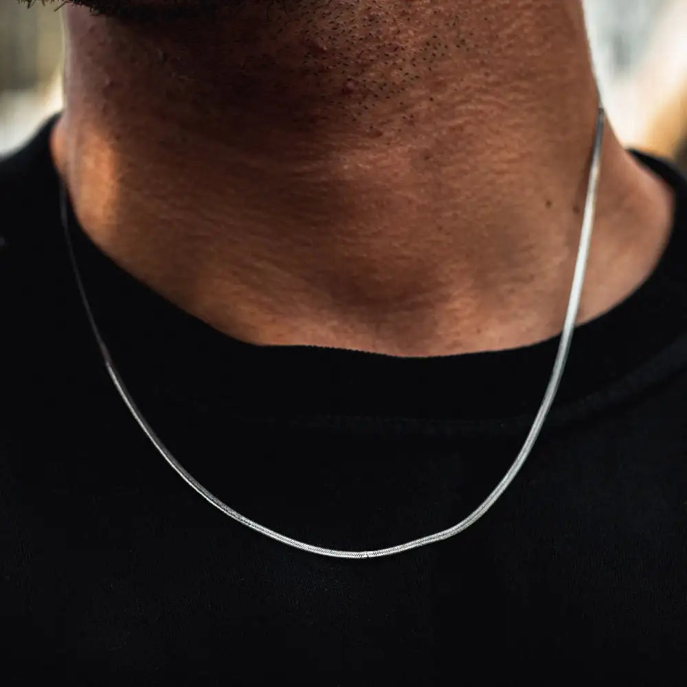 Ins Fashion Mens Jewelry Necklace 3mm-5mm Thickness Gold Plated Stainless Steel Flat Snake Chain Necklace With Tw