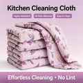Flower Print Coral Velvet Kitchen Cleaning Cloth Super Absorbent Reusable Dish Towel Household Cleaning Rag for Kitchen MegaBDM