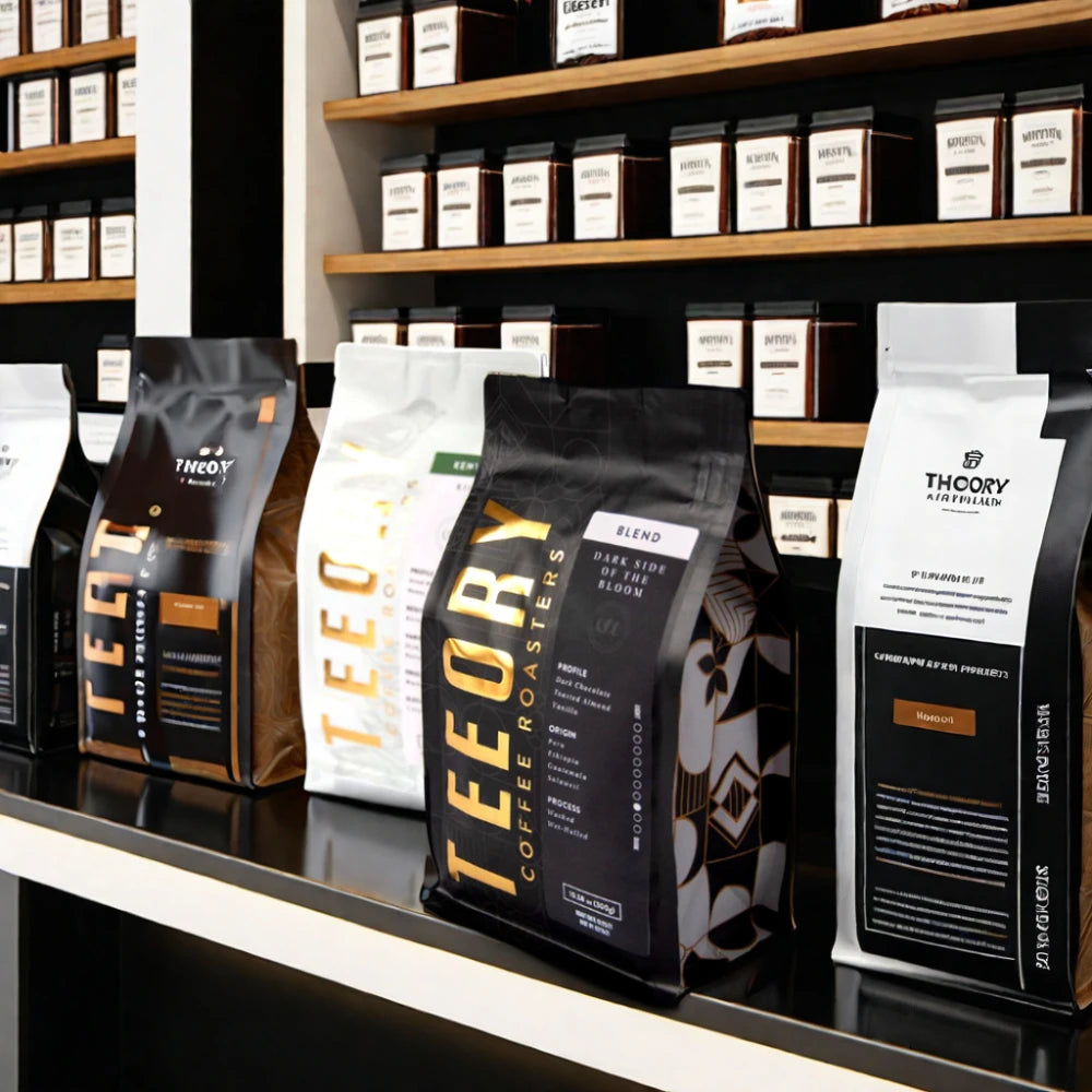AT PACK Custom Flat Coffee Bags Gold Foil 12Oz 16Oz 5Lb 250G 500G 1Kg Matte Black Foil Coffee Beans Bags With Valve and Zipper