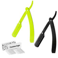 Professional Straight Razor Bundle-Stainless Steel Straight Edge Razor with Single Blade Plastic Handle