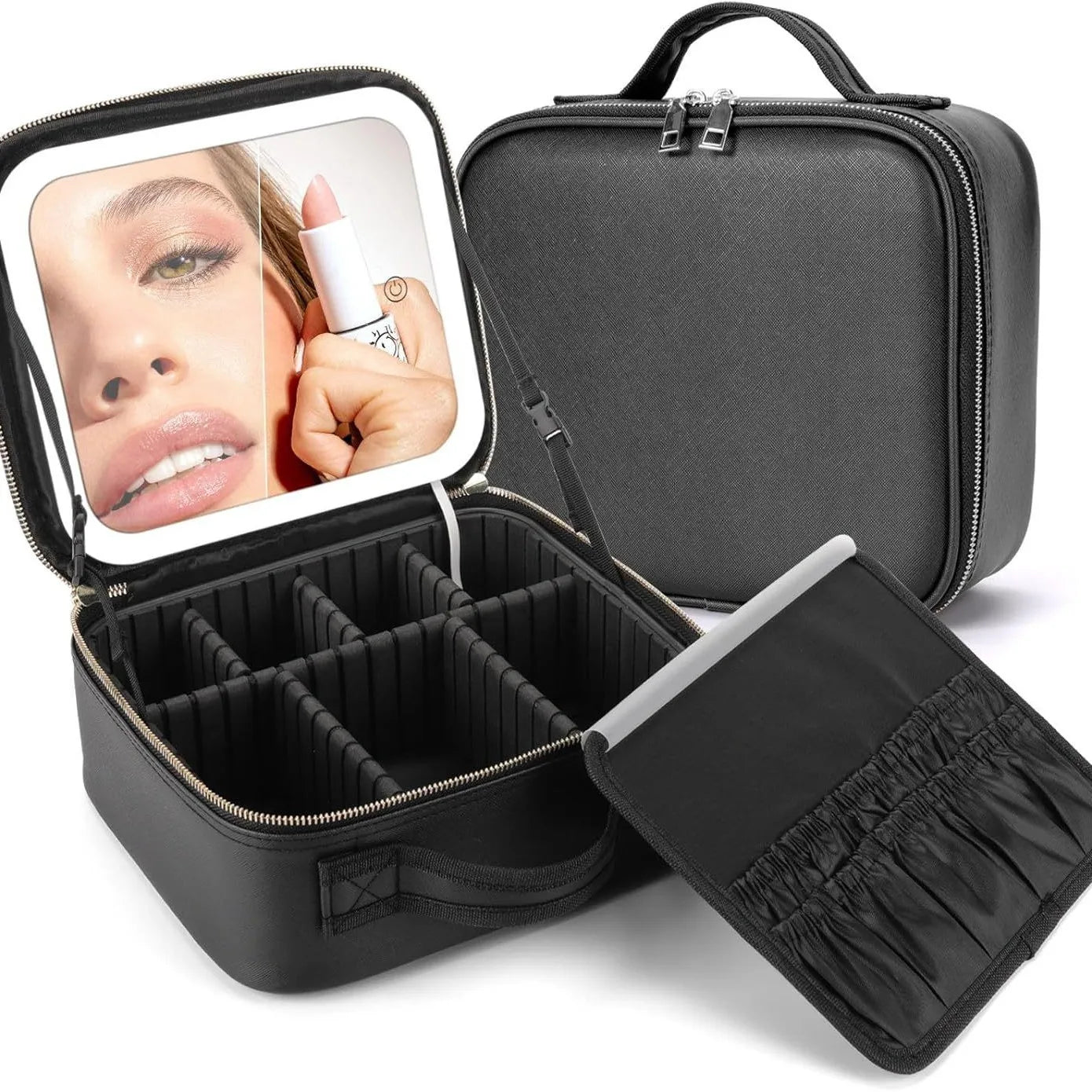 2025 New Hot Selling Luxury Beauty Custom Logo Printed Square Makeup Bag Waterproof Brush Travel Bag Sponge