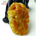 Myanmar Natural a Type Jadeite Jade Pendant Yellow Jadeite Qi Tian Da Sheng Zodiac Monkey Emerald Pendant 76.97
