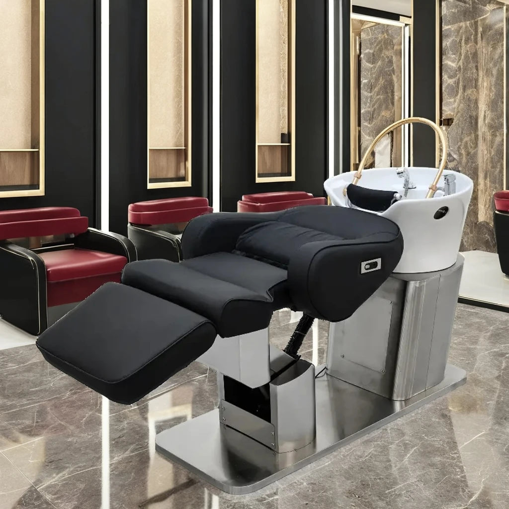 Hair Salon Shampoo Basin Head Spa Chair Adjustable Height Metal Shampoo Chair Luxury Salon Shampoo Chair