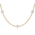 Waterproof Choker Signature Turquoise White Small Cross Stone 2.5mm Gold Stainless Steel Bead Necklace for Women Fashion Jewelry