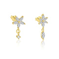 Cute 925 Sterling Silver Fashion Jewelry Sparkle Marquise Zircon Flower Stud Drop Dangle Earrings for Women