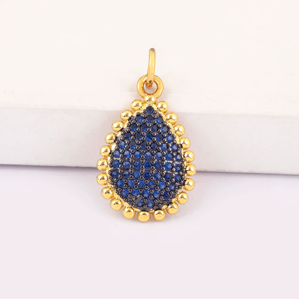Gold Plated Teardrop Cubic Zirconia Pendant Collection with Multi Color Designs for Fashion Jewelry Making Wholesale Accessories