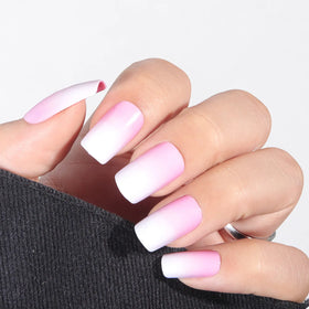 Factory Wholesale 24Pcs ABS French Style Gradient Press-On Nails Square Pattern with Packaging Box and Nail File