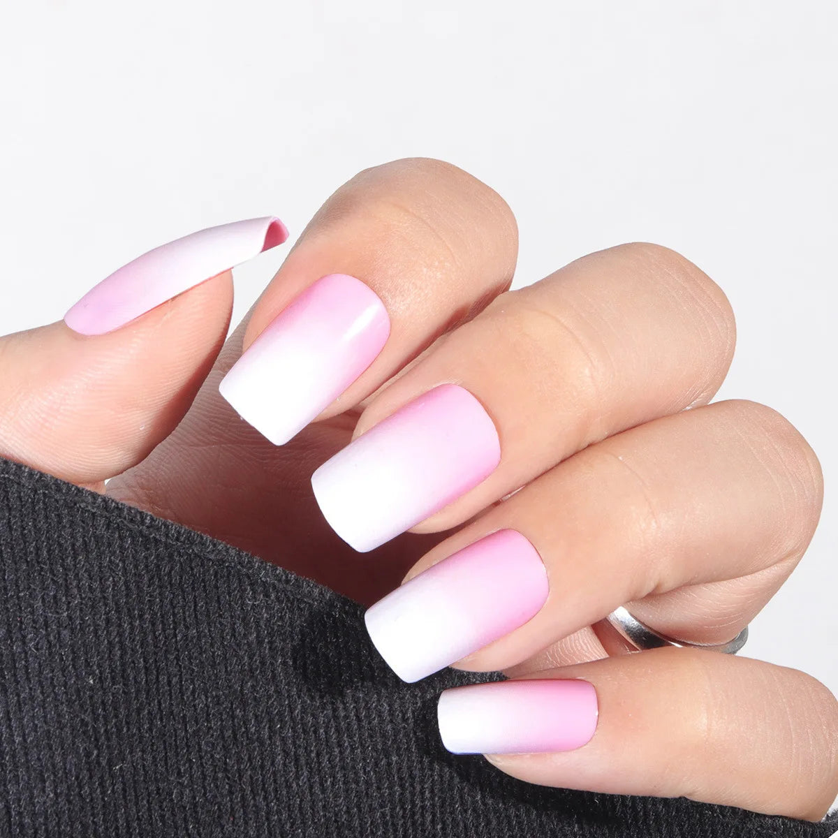 Factory Wholesale 24Pcs ABS French Style Gradient Press-On Nails Square Pattern with Packaging Box and Nail File