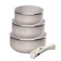 Set of 3 saucepans 161820cm pressed aluminum ILAG non-stick coating removable handle suitable for induction PFOA free