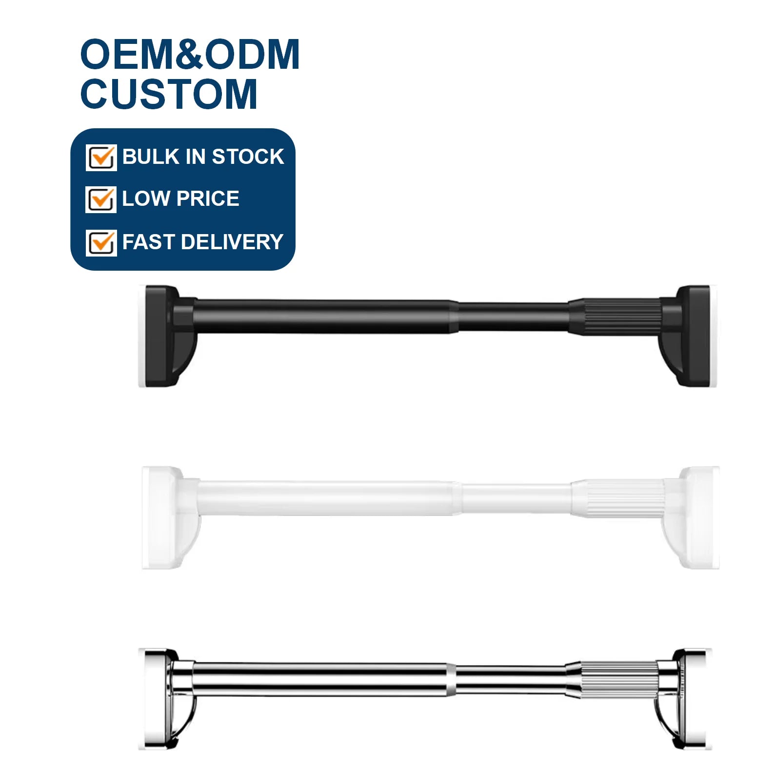 Modern Metal Curtain Rod Set C No Drill Installation Adjustable Length