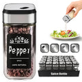 120ml Salt and Pepper Shakers with Adjustable Pour Holes 6 12 24 Square Glass Spice Jars Set with Rotating Stainless Steel Lids