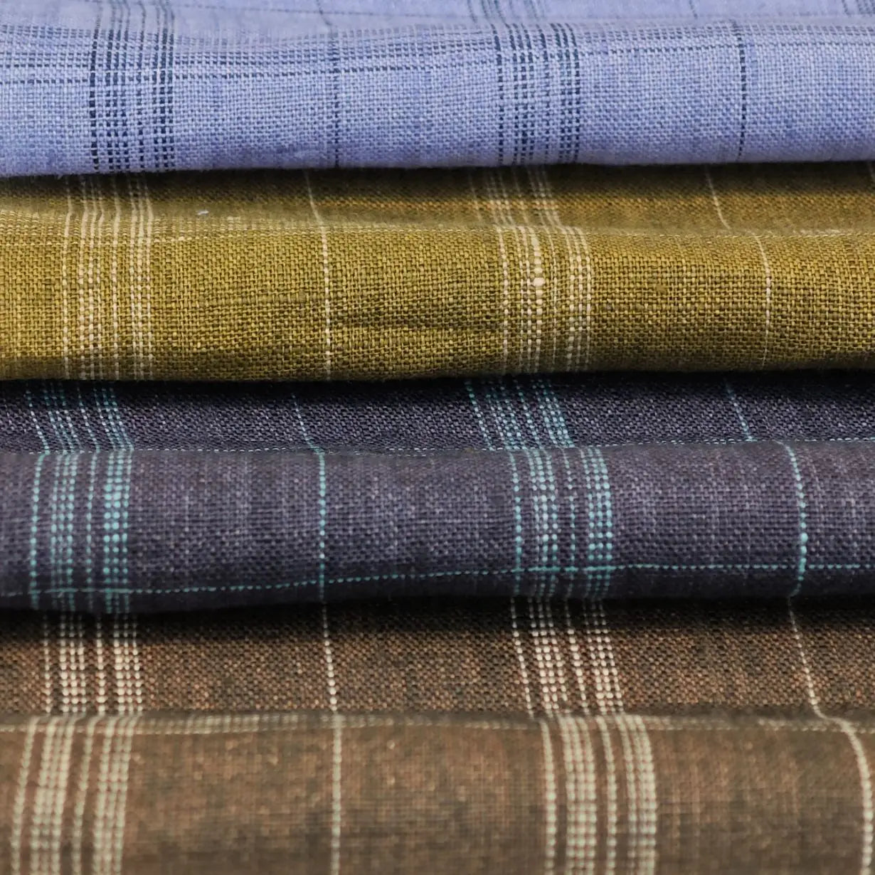 New Design Breathable 100% Linen Check Fabric Anti-static Skin-friendly Pure Linen Flax Fabric for Clothing Home Textile Dress