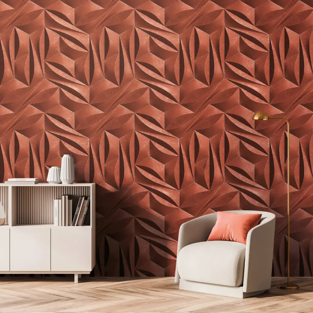 Germany Made 3D Red White Non Woven Vinyl Wall Mural 1.59x2.80m Light Resistant Removable for Bedroom & Hospital Use