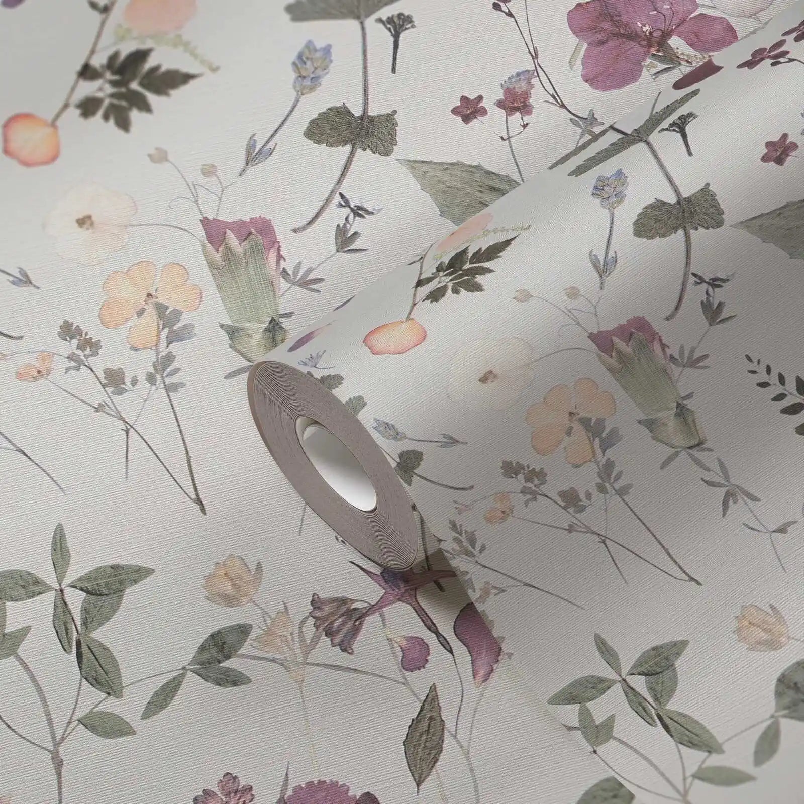 Made in Germany - Wallpaper rolls Floral Violet Green Yellow - Non Woven Vinyl - Wallpaper Flowers for Walls - 1005 x 053 m