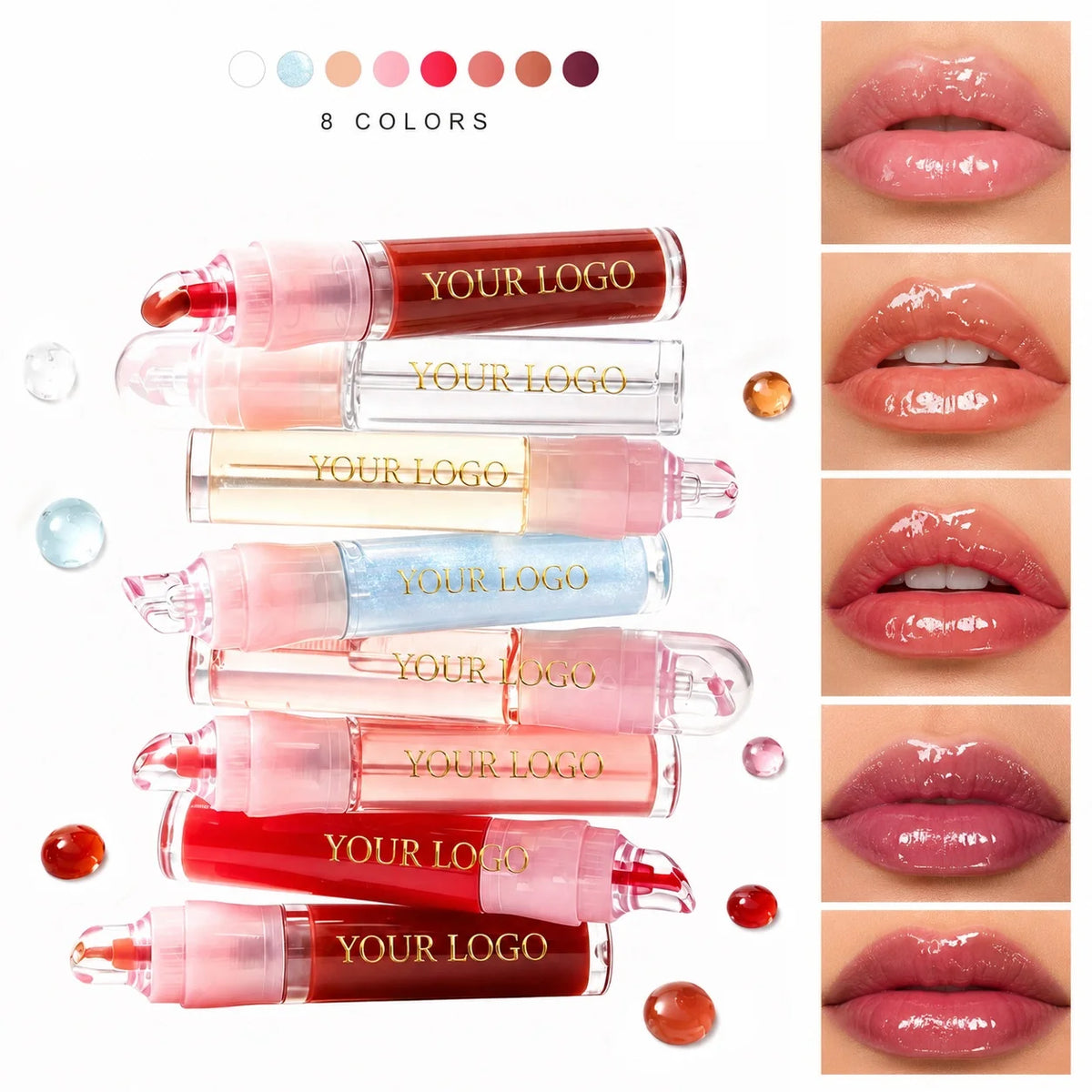 Customized Lifter Gel Lip Gloss With Hyaluronic Acid Peptide Lip Serum Tinted Spf PDRN Soft Bouncy Glassy Lip Treatment MegaBDM