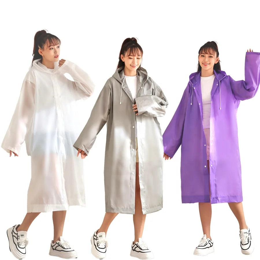 Custom Logo Print Portable Eco-friendly Rain Poncho Transparent Rain Jacket Windproof Raincoat Reusable Rain Poncho for Outdoor