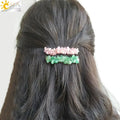 CSJA Hair Accessories Hairpin Quartz Handmade Irregular Reiki Chip Beaded Natural Crystal Hair Clip for Teen Girls Women G621